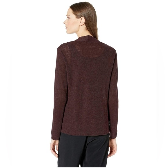 Eileen Fisher Brown Wool textured Shaped Open Cardigan sz XL - Picture 4 of 9